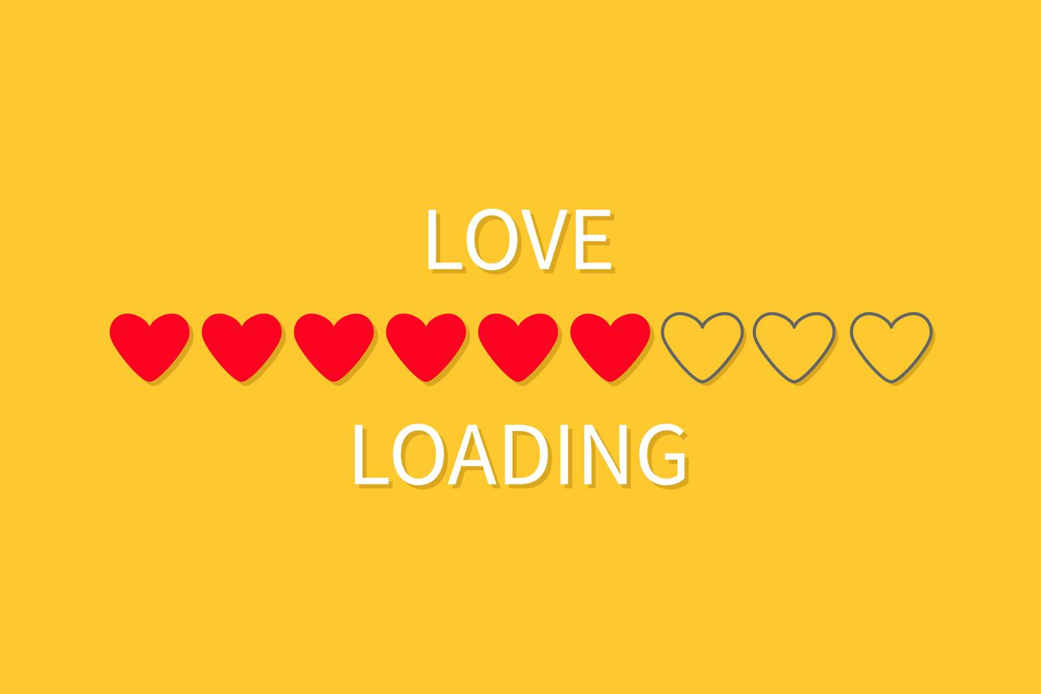 Tinderin selainversio - sydänkuvioinen latauspalkki